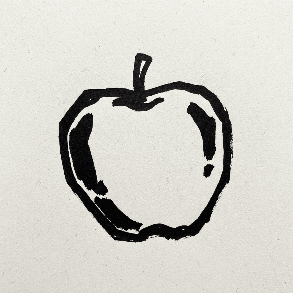 Apple with Marker Pen - easy sketch drawing idea for food