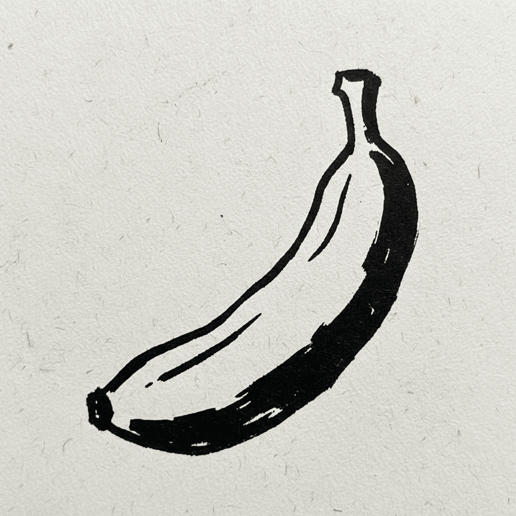Banana with Marker Pen - easy sketch drawing idea for food