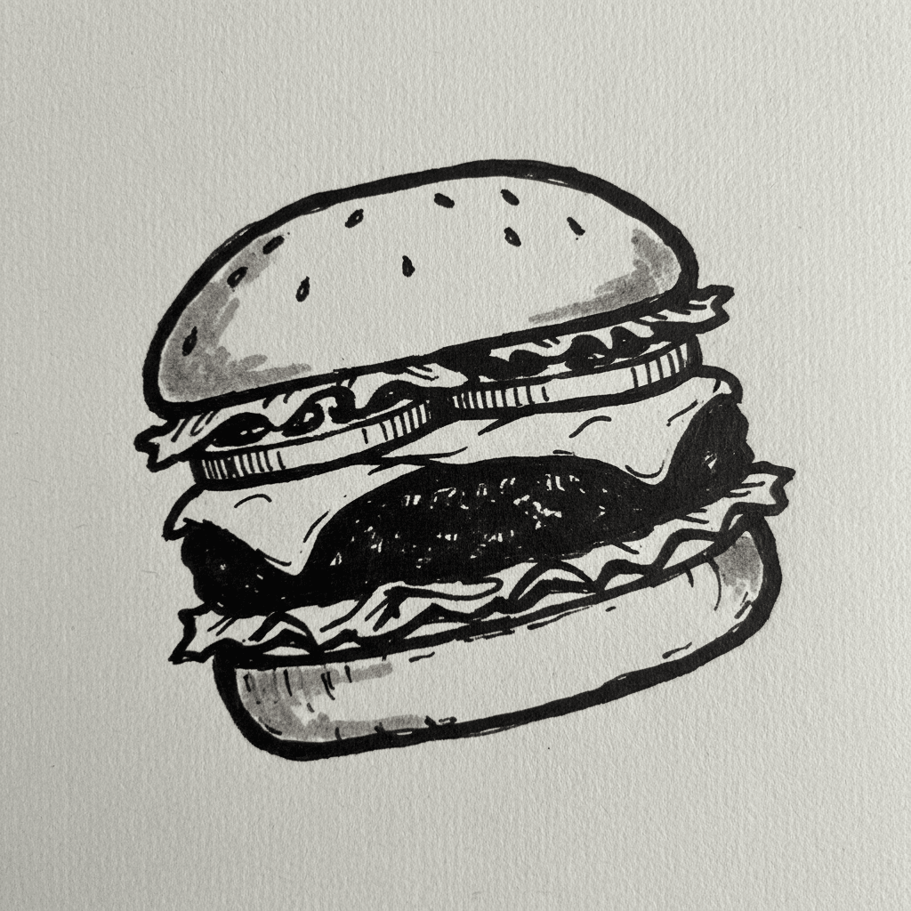 Burger - easy marker drawing idea for food