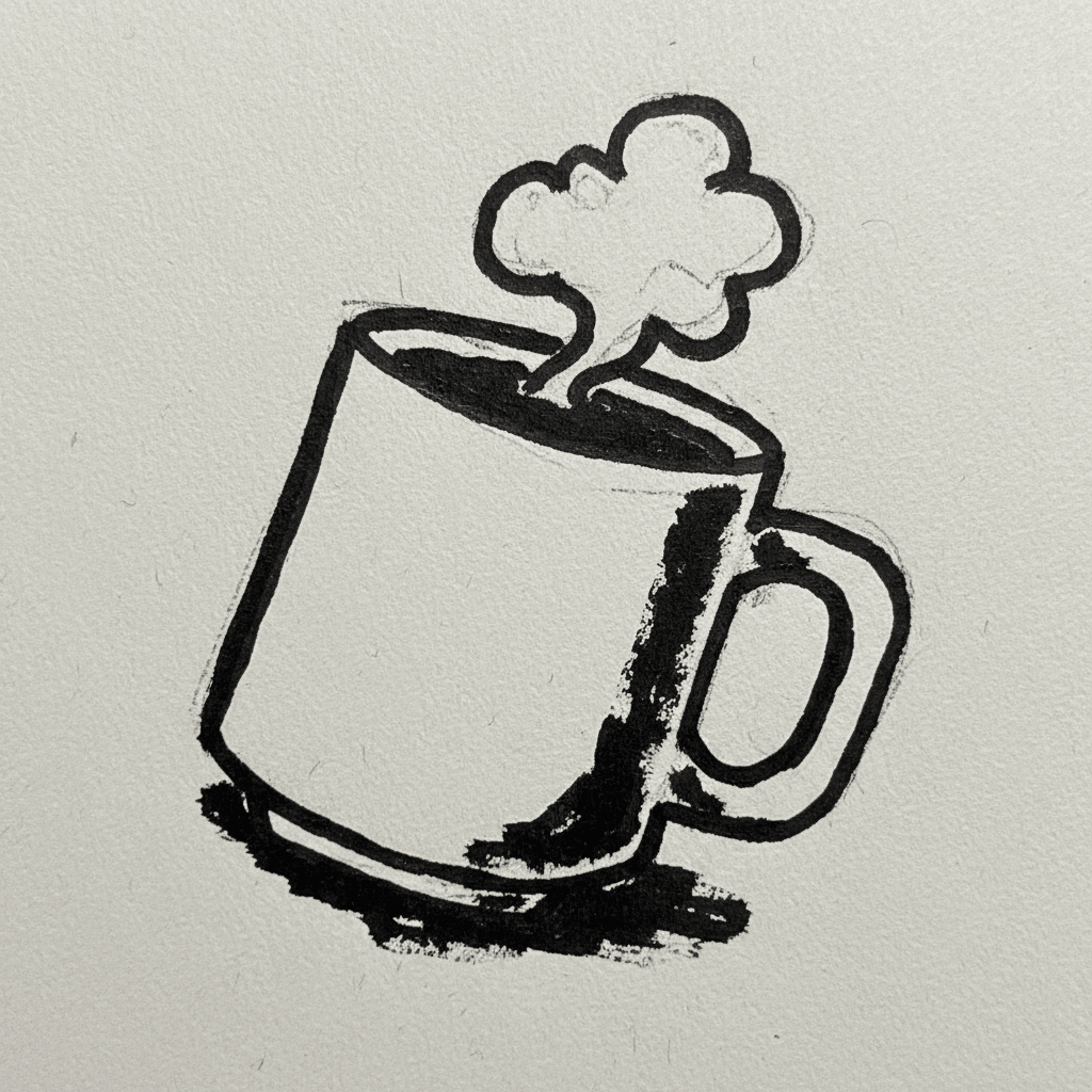 Coffee Cup with Marker Pen - easy sketch drawing idea for food