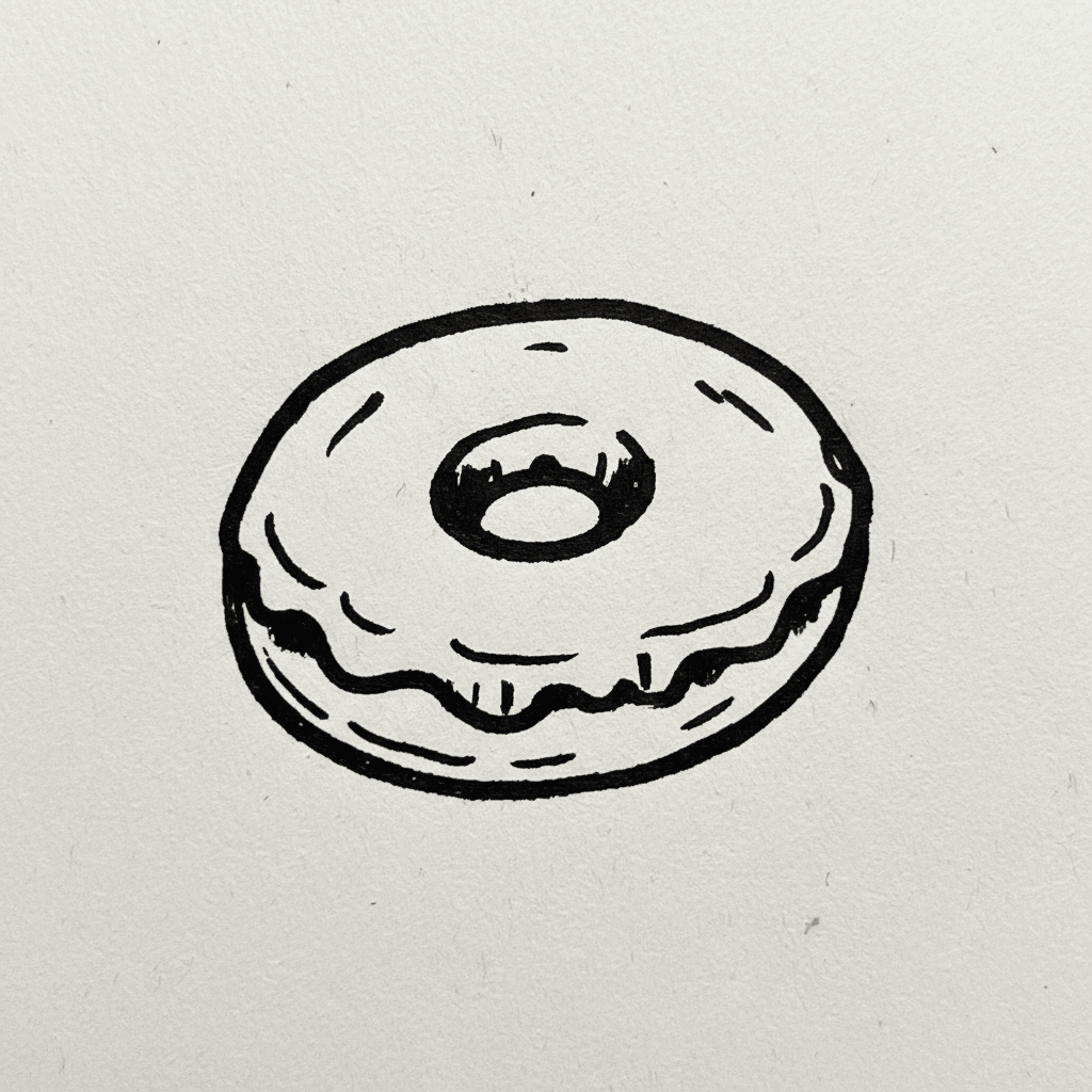 Donut with Marker Pen - easy sketch drawing idea for food