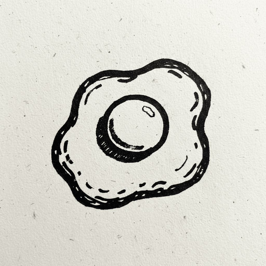 Fried Egg with Marker Pen - easy sketch drawing idea for food