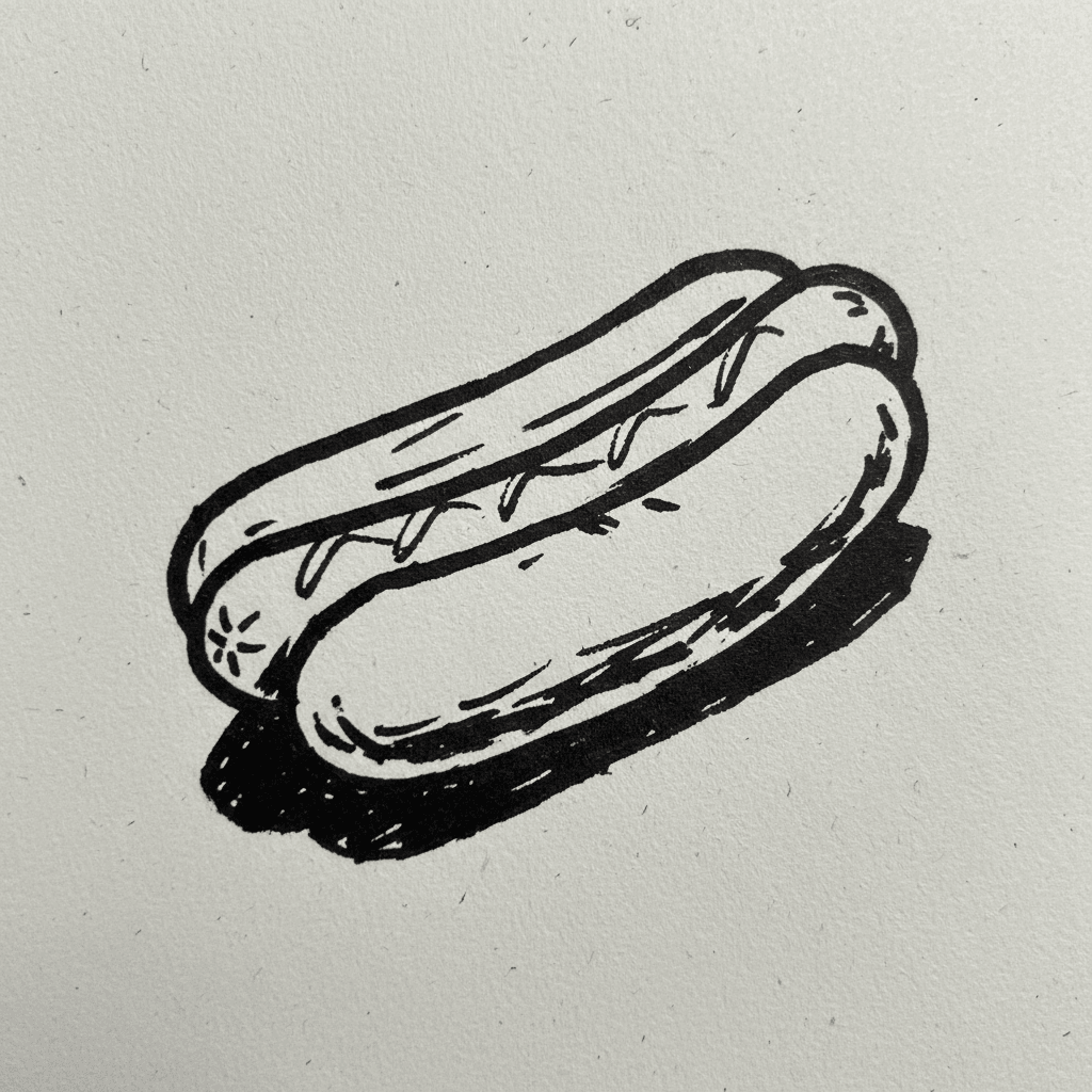 Hotdog - easy marker drawing idea for food