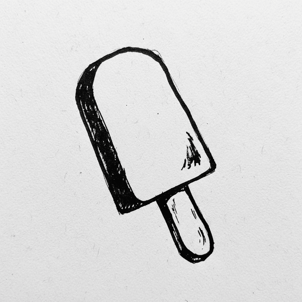 Popsicle with Marker Pen - easy sketch drawing idea for food