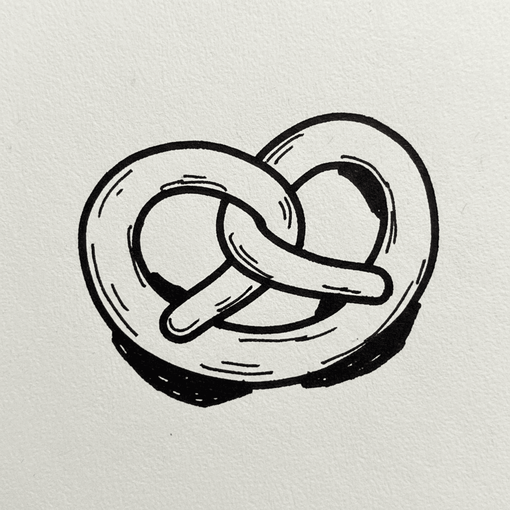 Pretzel - easy marker drawing idea for food