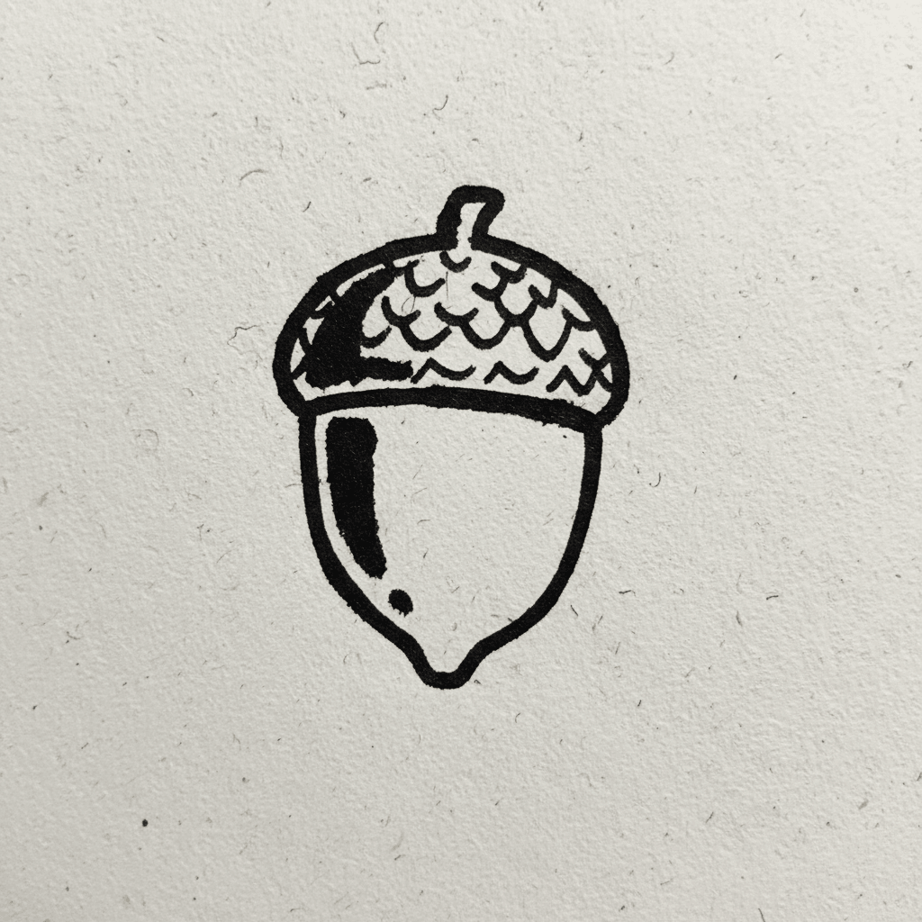 Acorn with Marker Pen - easy marker drawing idea for nature