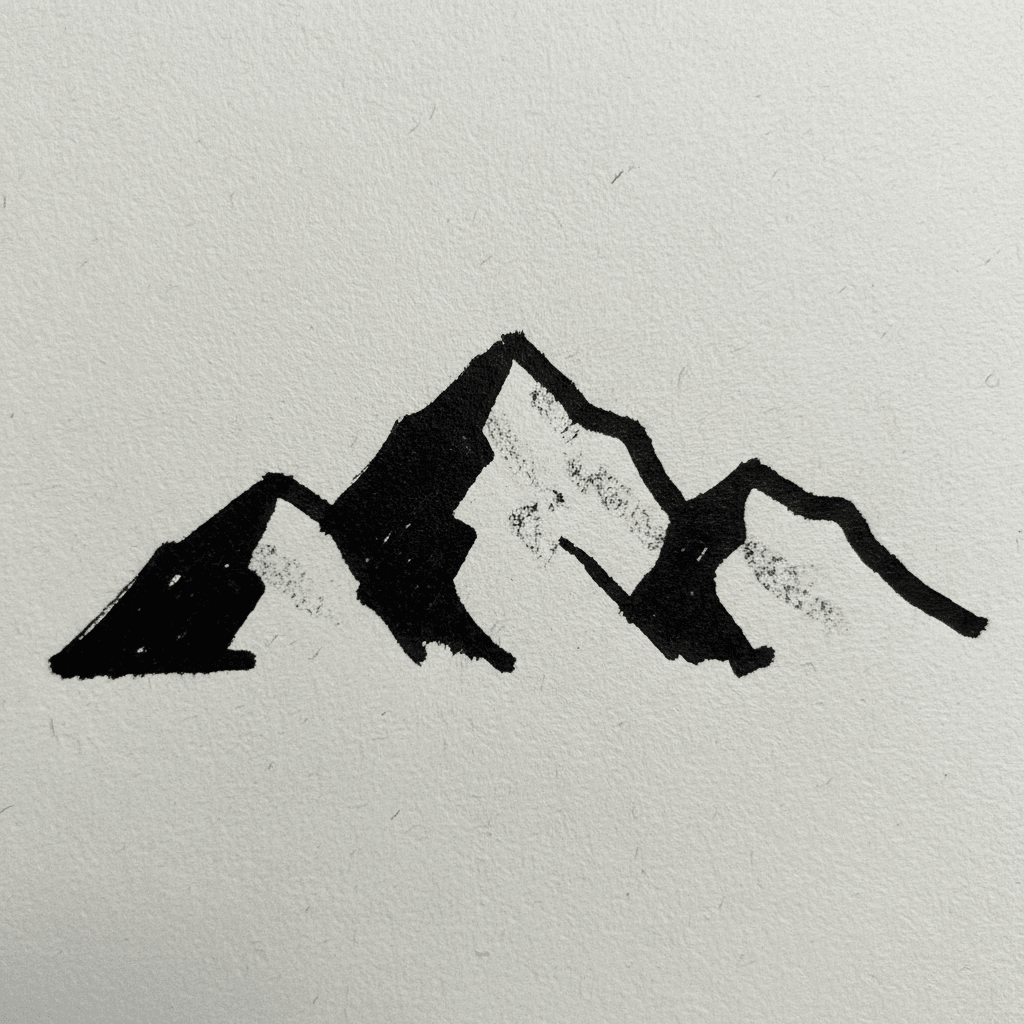 Mountain with Marker Pen - easy marker drawing idea for nature