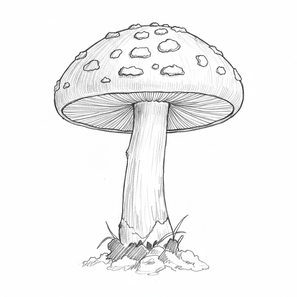 Mushroom - medium sketch drawing idea for nature