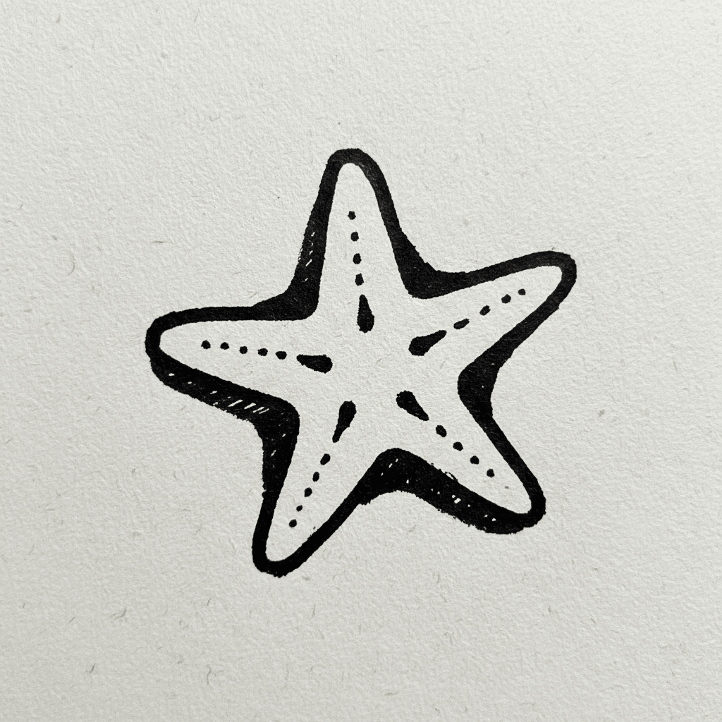 Starfish with Marker Pen - easy marker drawing idea for nature