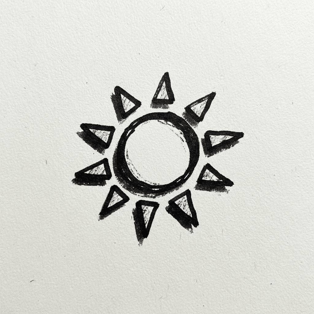 Sun with Marker Pen - easy marker drawing idea for nature