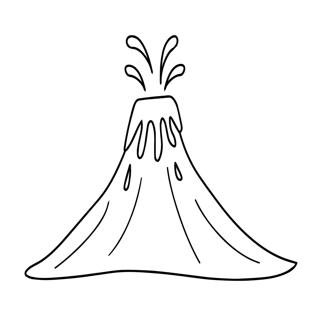 Volcano - medium line-art drawing idea for nature