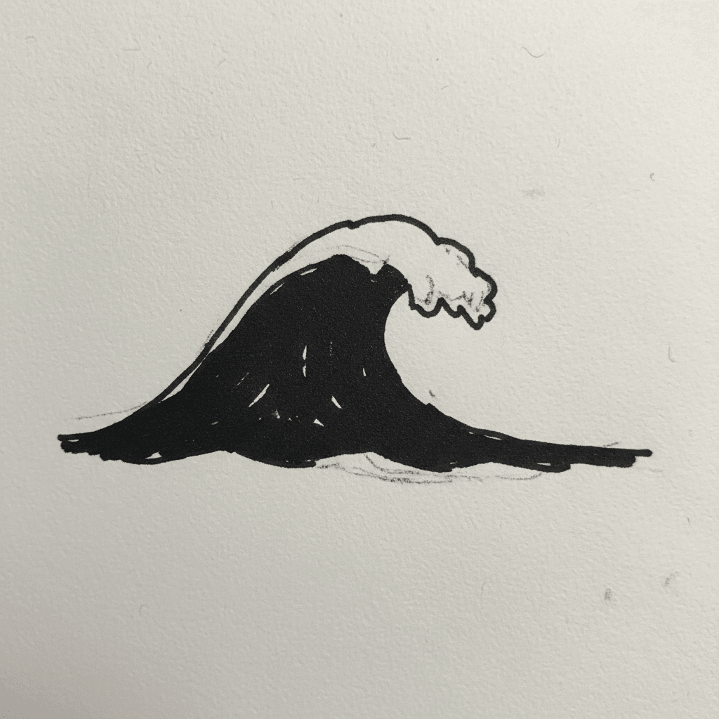 Wave with Marker Pen - easy sketch drawing idea for nature