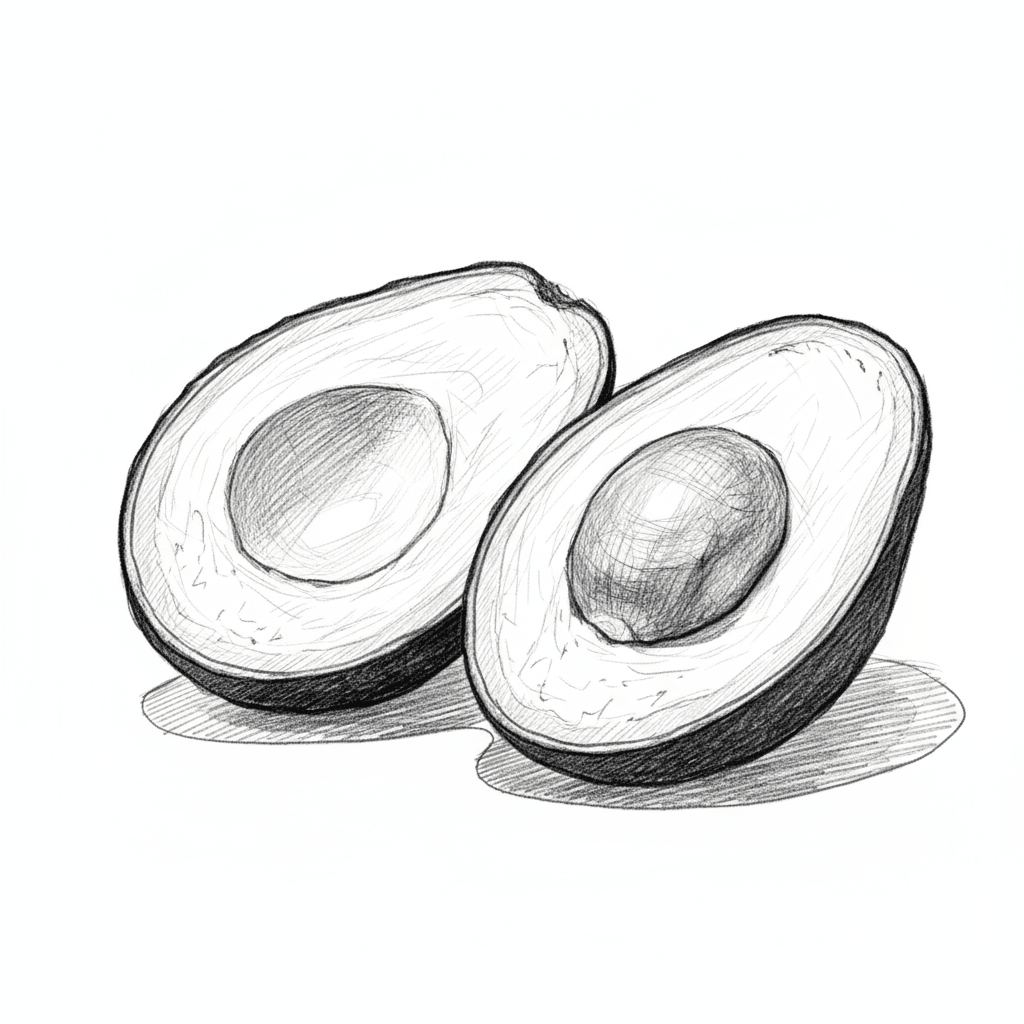Avocado - medium sketch drawing idea for objects