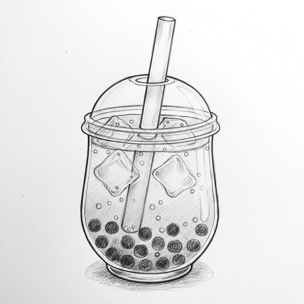 Boba Tea - medium sketch drawing idea for objects