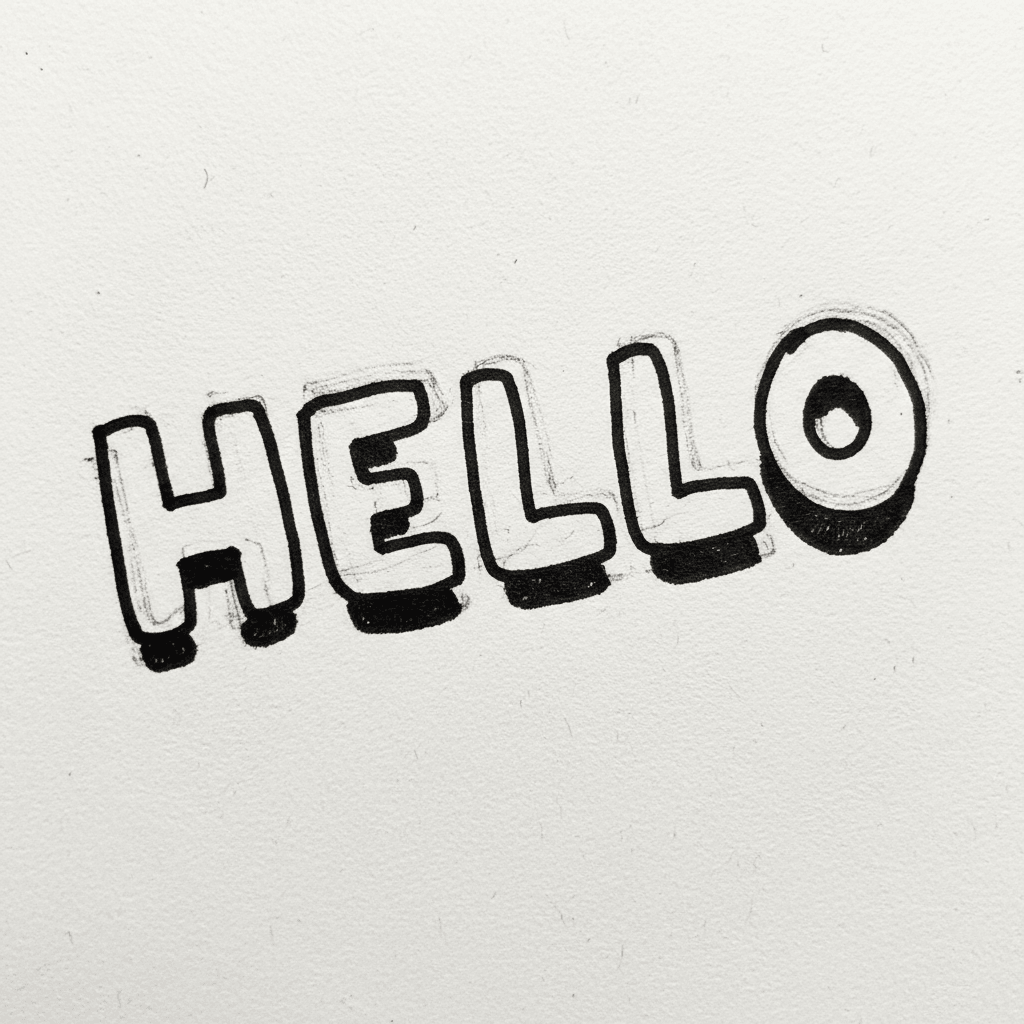 Bubble Letters with Marker Pen - easy sketch drawing idea for objects