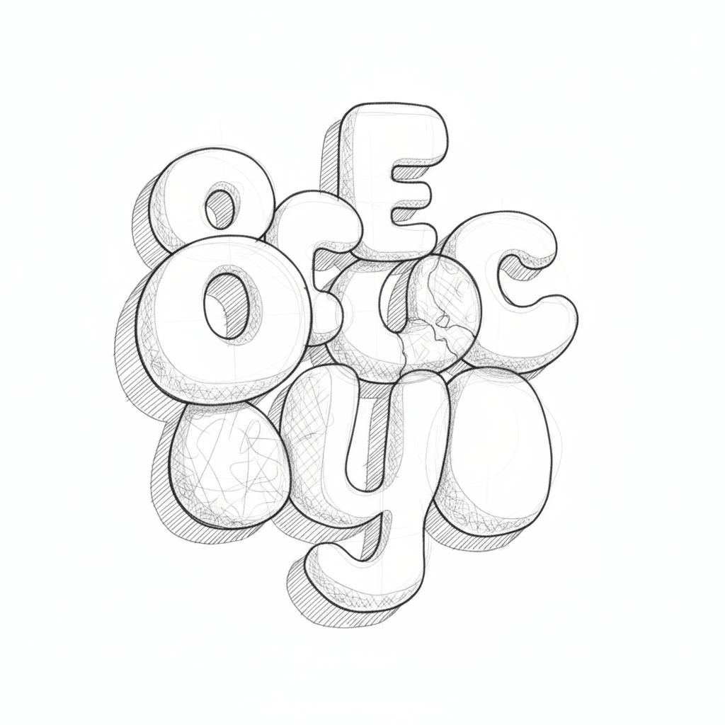 Bubble Letters - medium sketch drawing idea for objects
