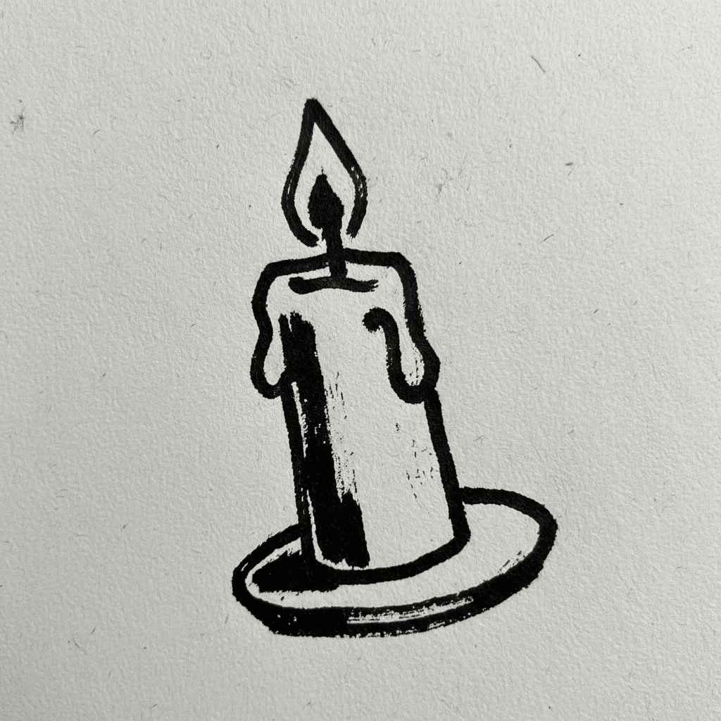 Candle with Marker Pen - easy sketch drawing idea for objects