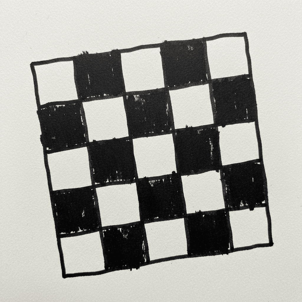 Checkerboard with Marker Pen - easy sketch drawing idea for objects