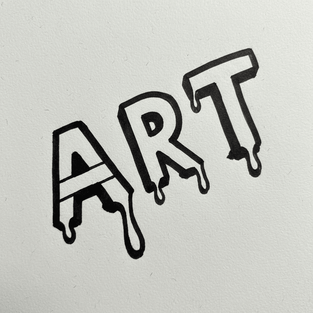 Dripping Letters with Marker Pen - easy sketch drawing idea for objects