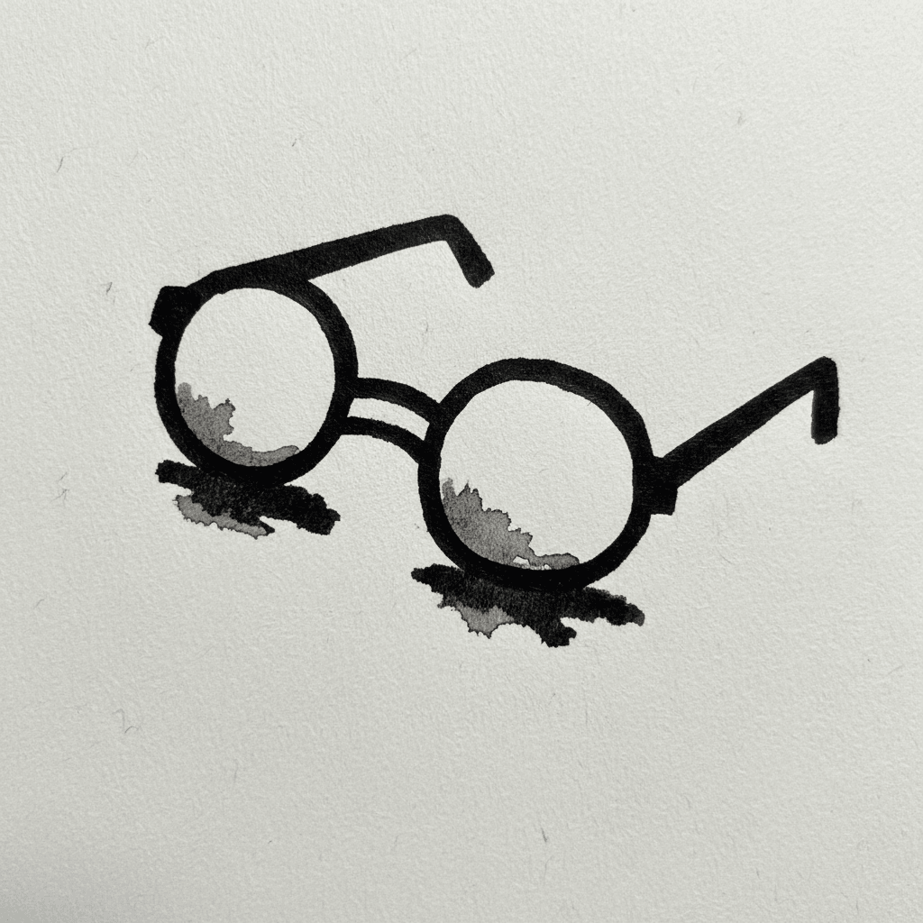 Glasses with Marker Pen - easy sketch drawing idea for objects