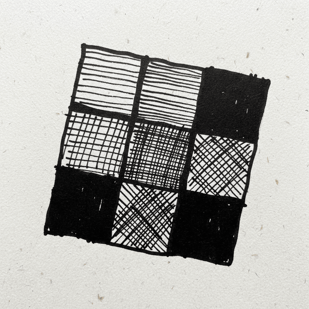 Hatching Practice with Marker Pen - easy sketch drawing idea for objects