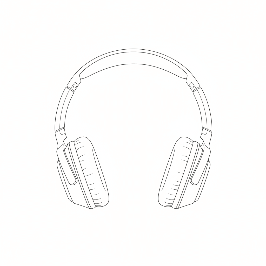 Headphones - easy sketch drawing idea for objects