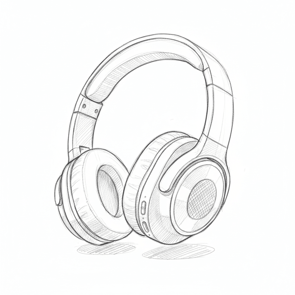 Headphones - medium sketch drawing idea for objects