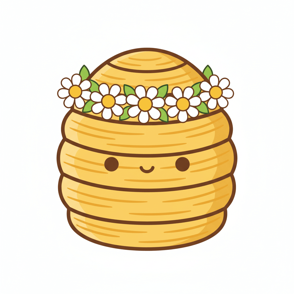 Hive Wearing A Flower Crown - easy cartoon drawing idea for objects