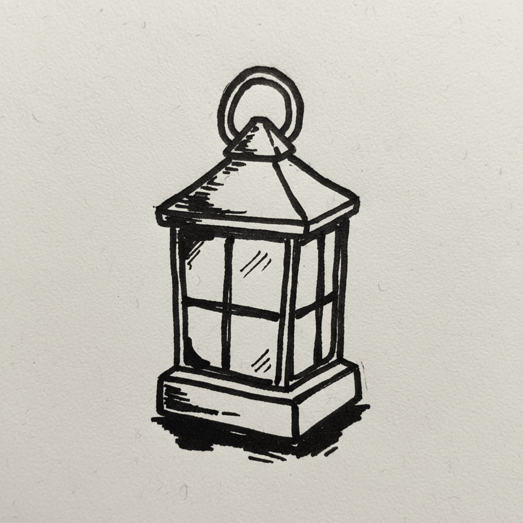 Lantern with Marker Pen - easy sketch drawing idea for objects