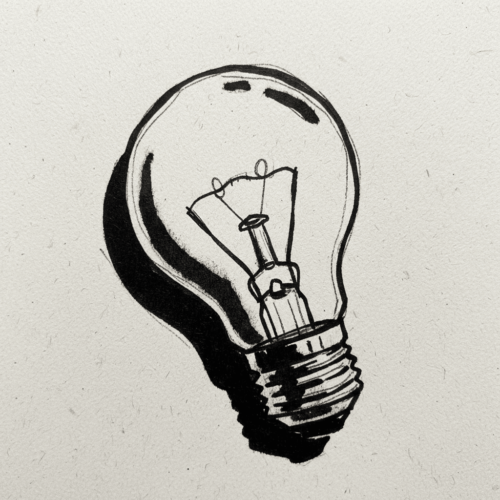 Lightbulb with Marker Pen - easy sketch drawing idea for objects
