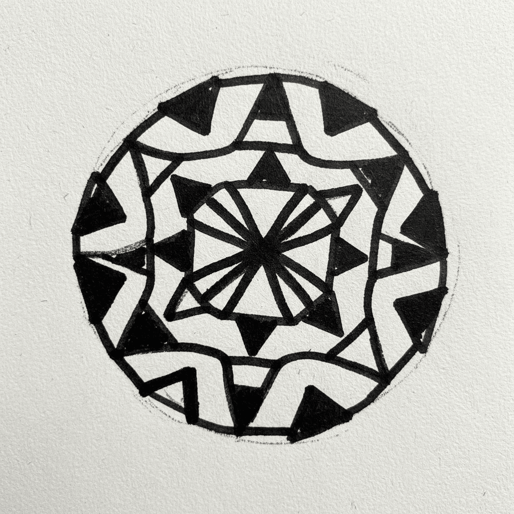 Mandala with Marker Pen - easy sketch drawing idea for objects