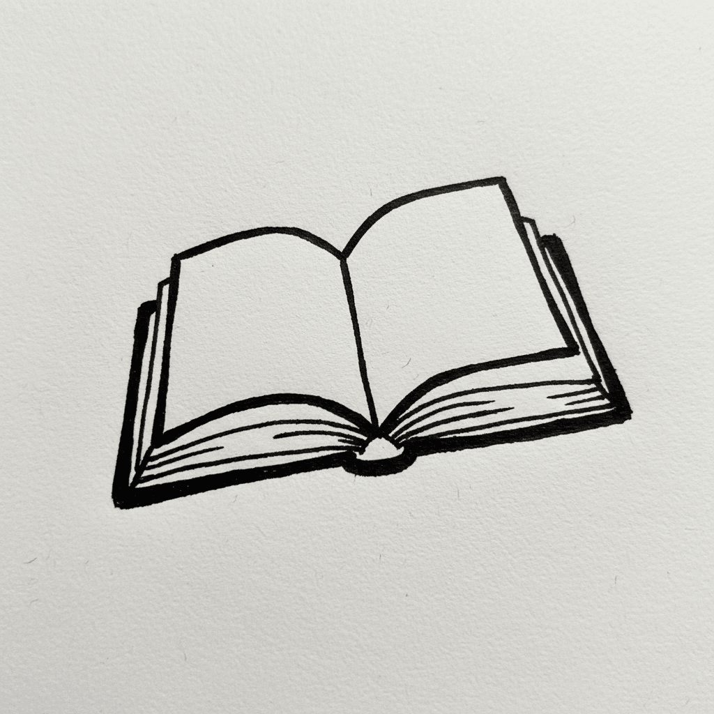 Open Book with Marker Pen - easy sketch drawing idea for objects