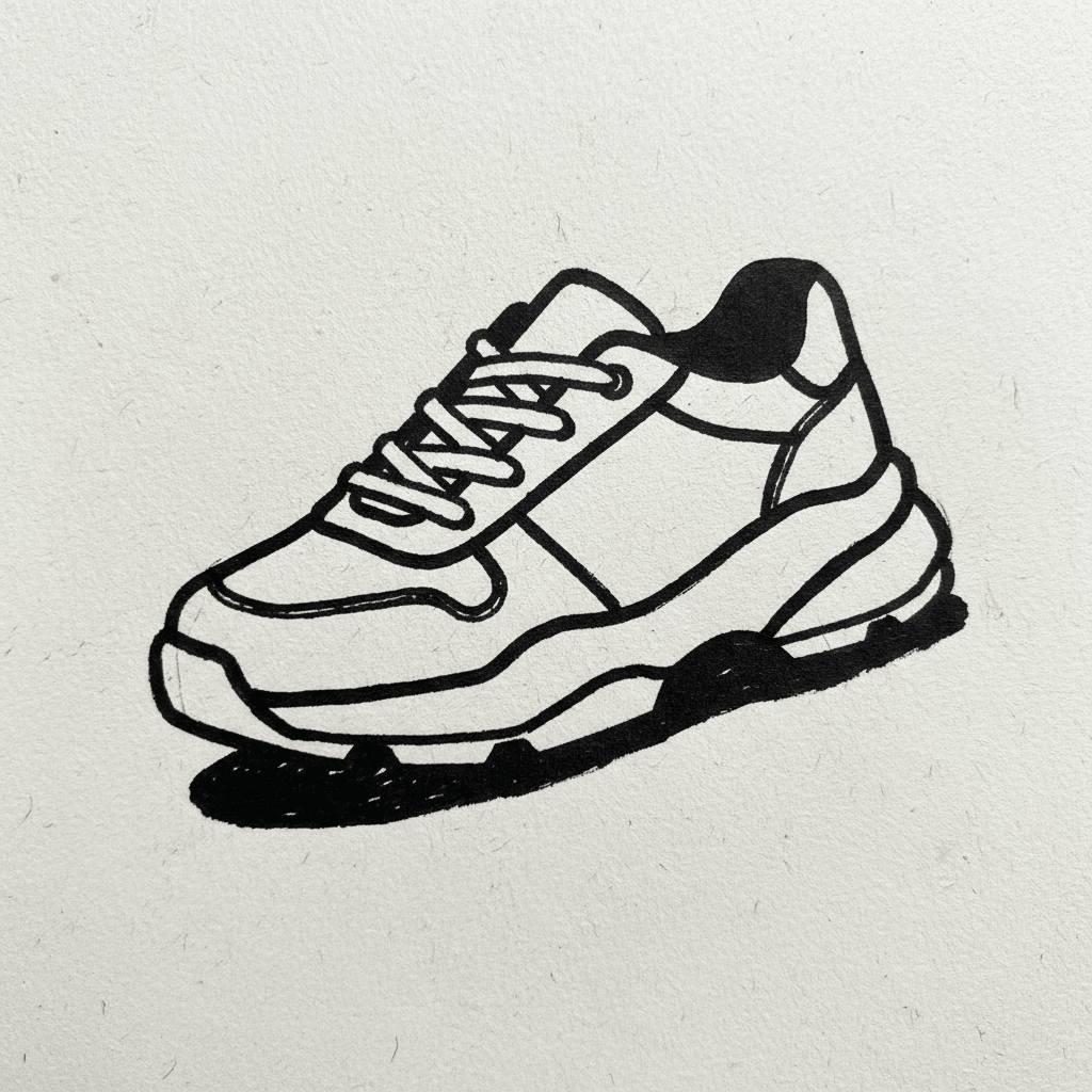 Sneaker with Marker Pen - easy sketch drawing idea for objects