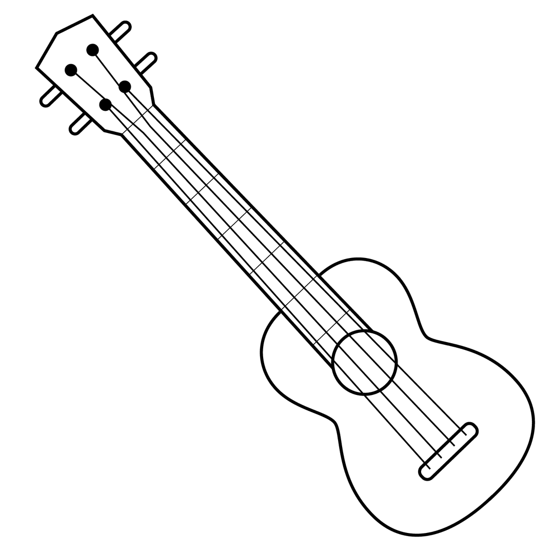 Ukulele - medium line-art drawing idea for objects