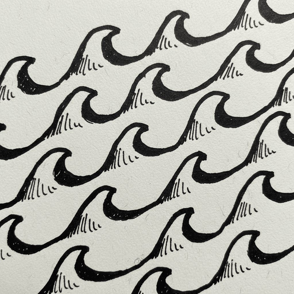 Wave Pattern with Marker Pen - easy sketch drawing idea for objects
