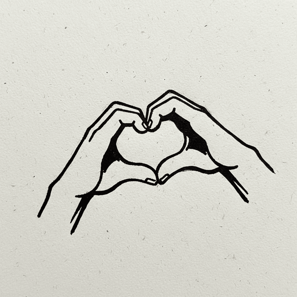 Heart Hands - easy marker drawing idea for people