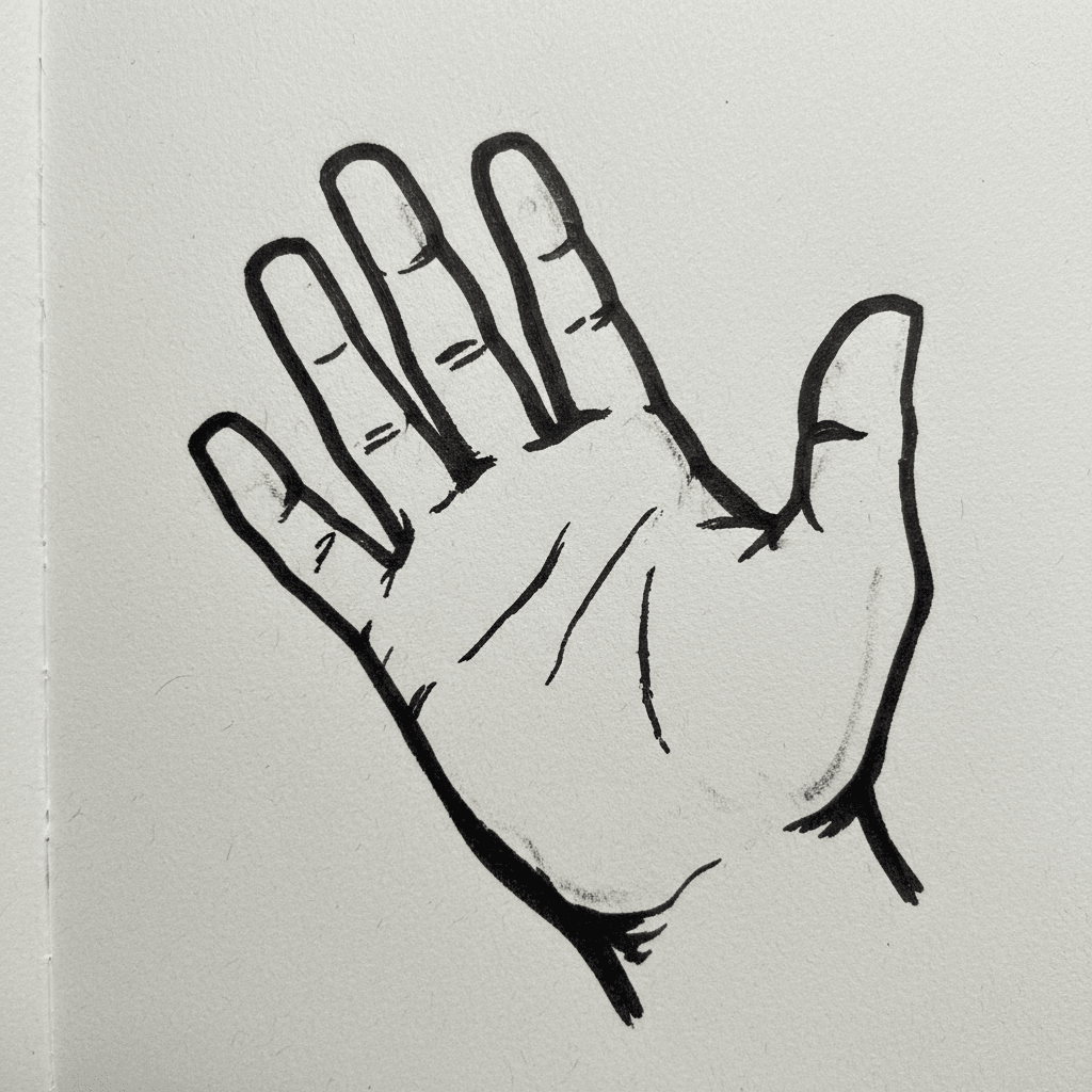Open Palm - easy marker drawing idea for people