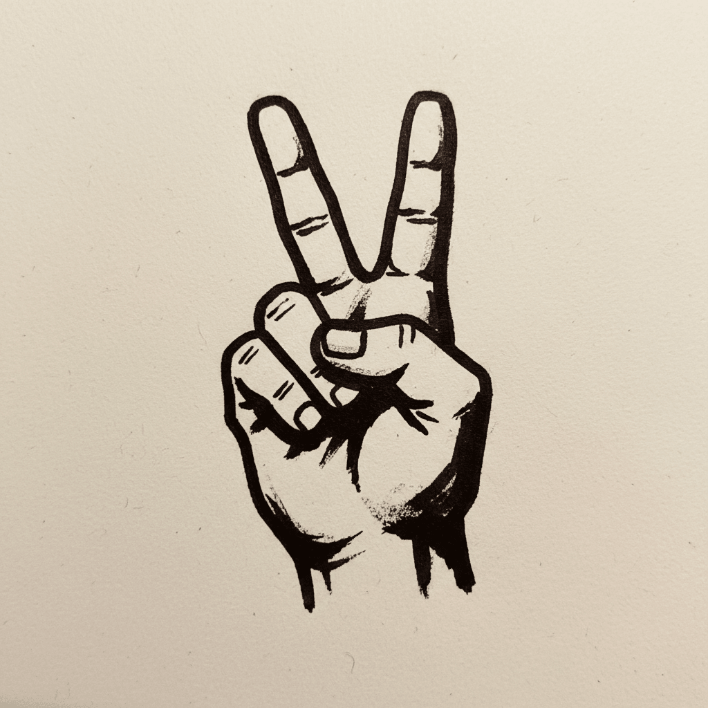Peace Sign Hand - easy marker drawing idea for people