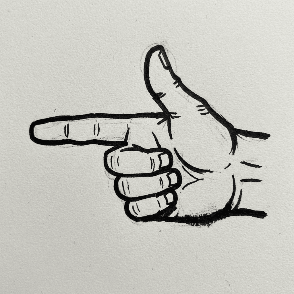 Pointing Finger - easy marker drawing idea for people