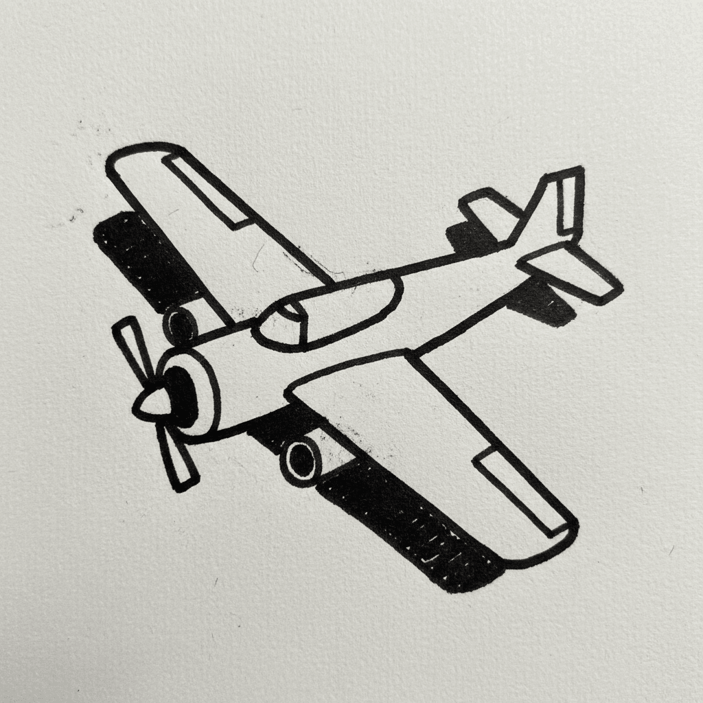 Airplane - easy marker drawing idea for vehicles
