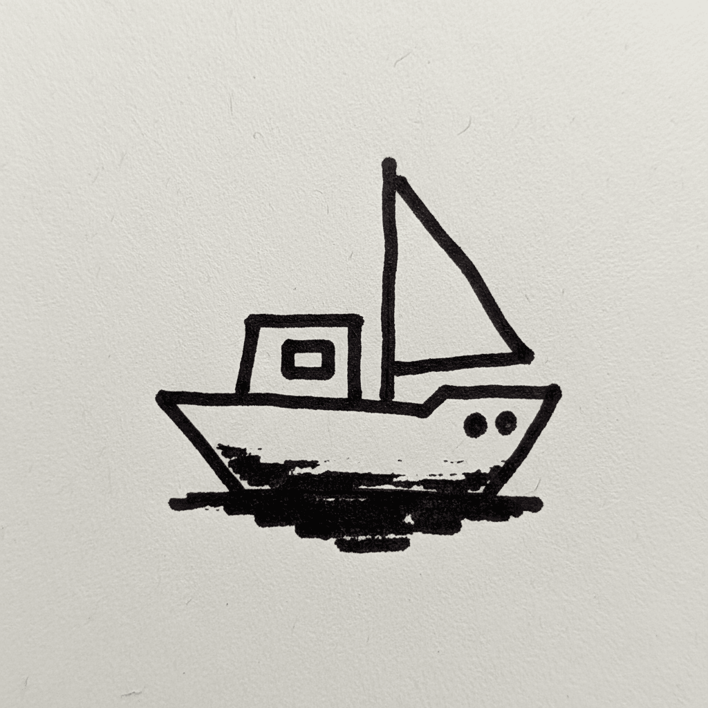 Boat - easy marker drawing idea for vehicles