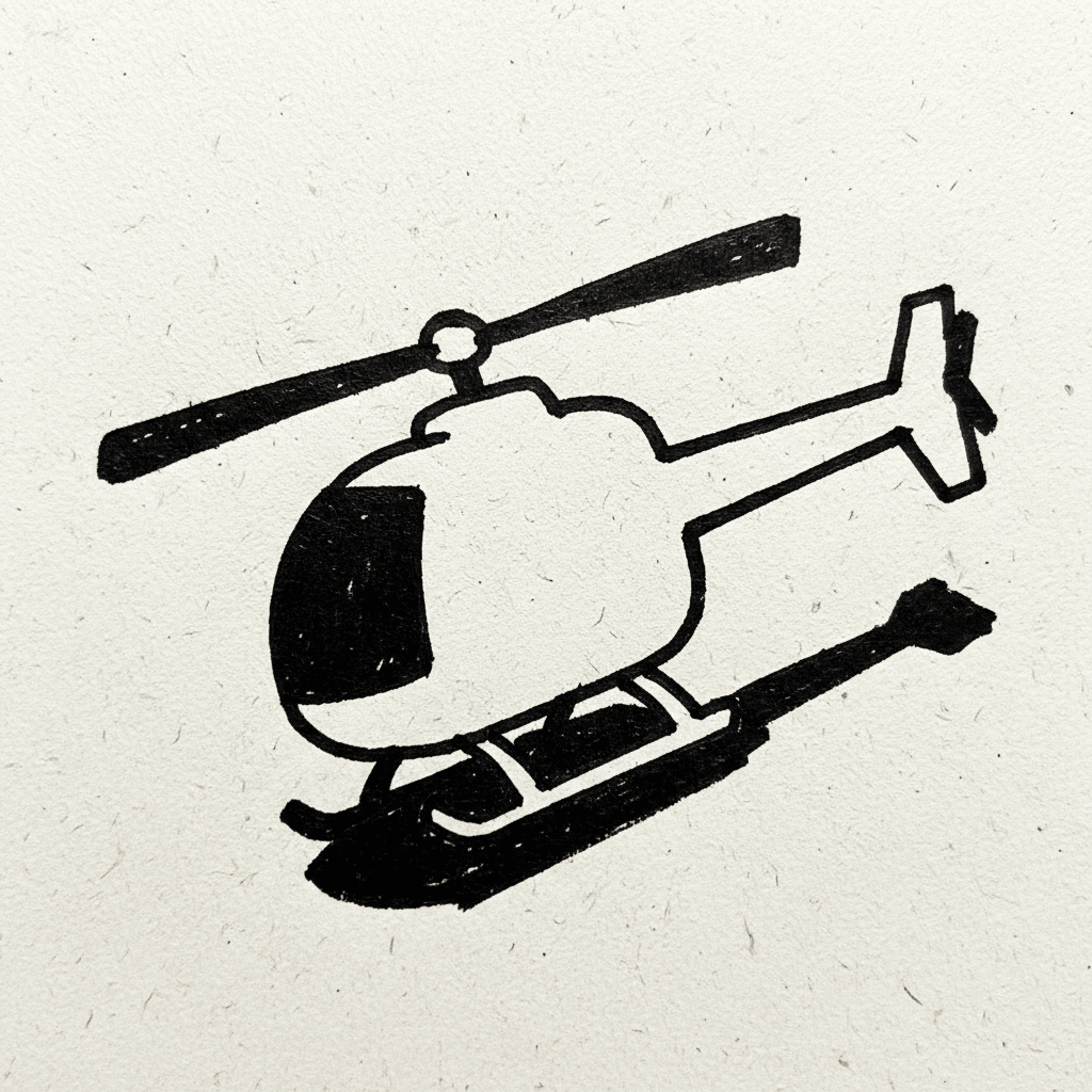 Helicopter - easy marker drawing idea for vehicles