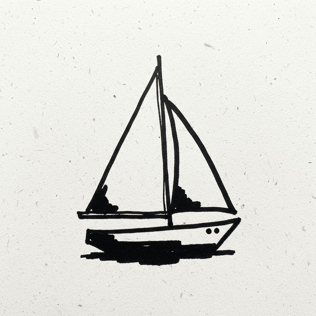 Sailboat - easy marker drawing idea for vehicles