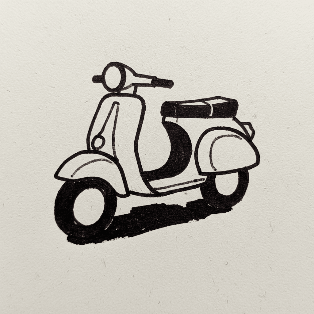 Scooter - easy marker drawing idea for vehicles