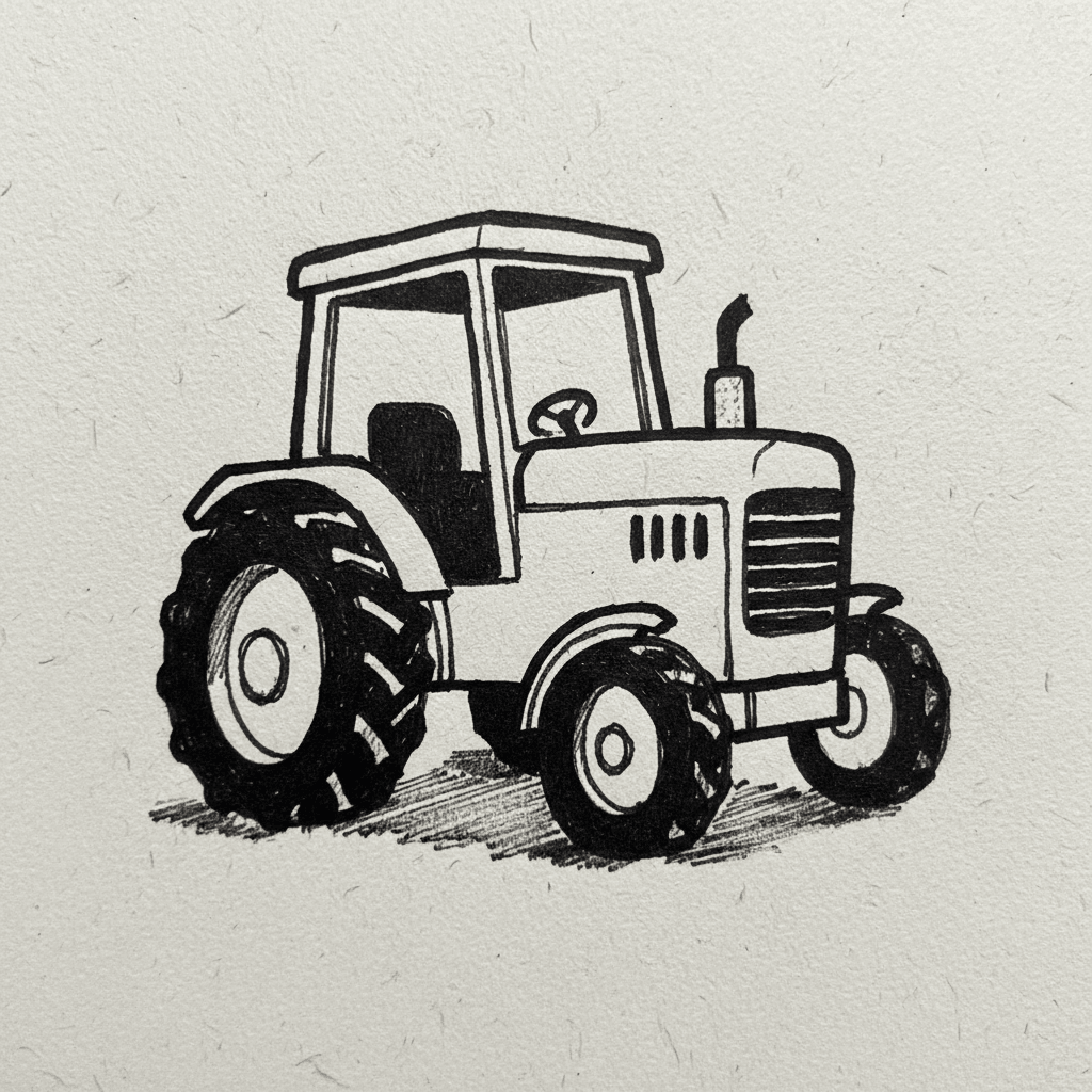 Tractor - easy marker drawing idea for vehicles