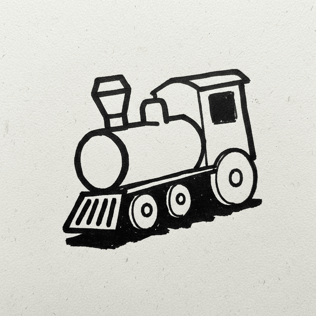 Train - easy marker drawing idea for vehicles