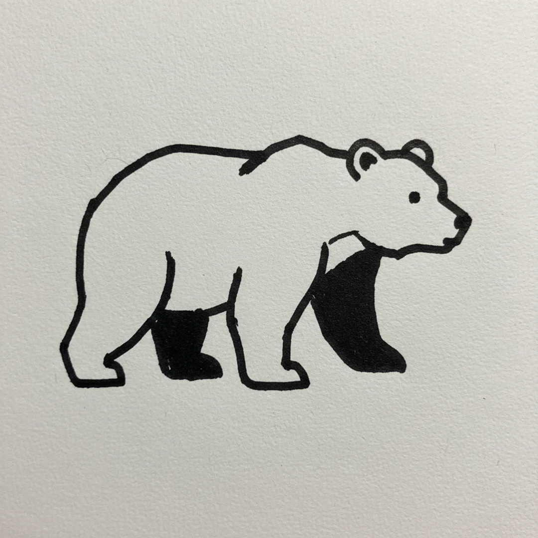 Bear with Marker Pen - easy marker drawing idea