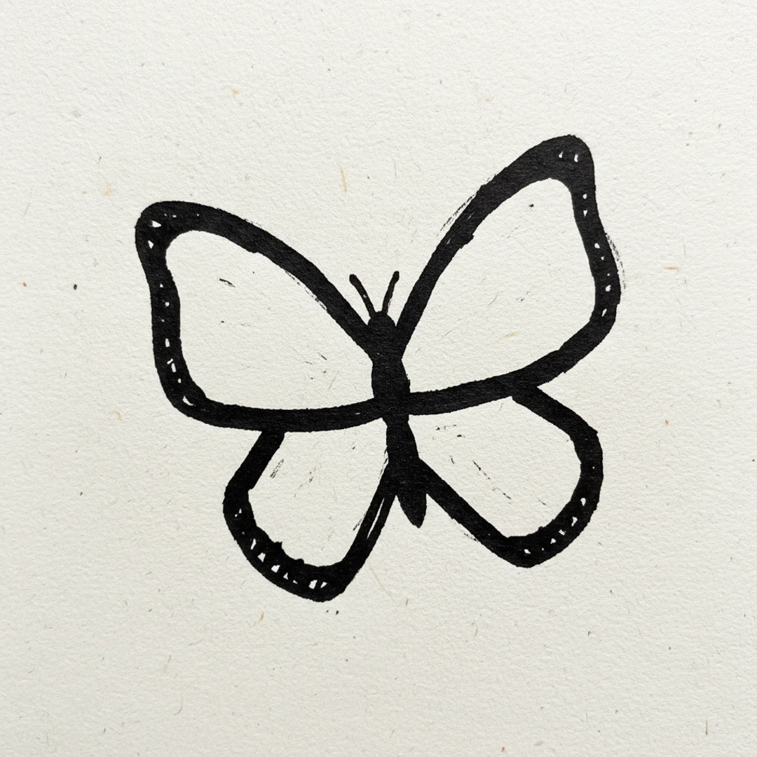 Butterfly with Marker Pen - easy marker drawing idea