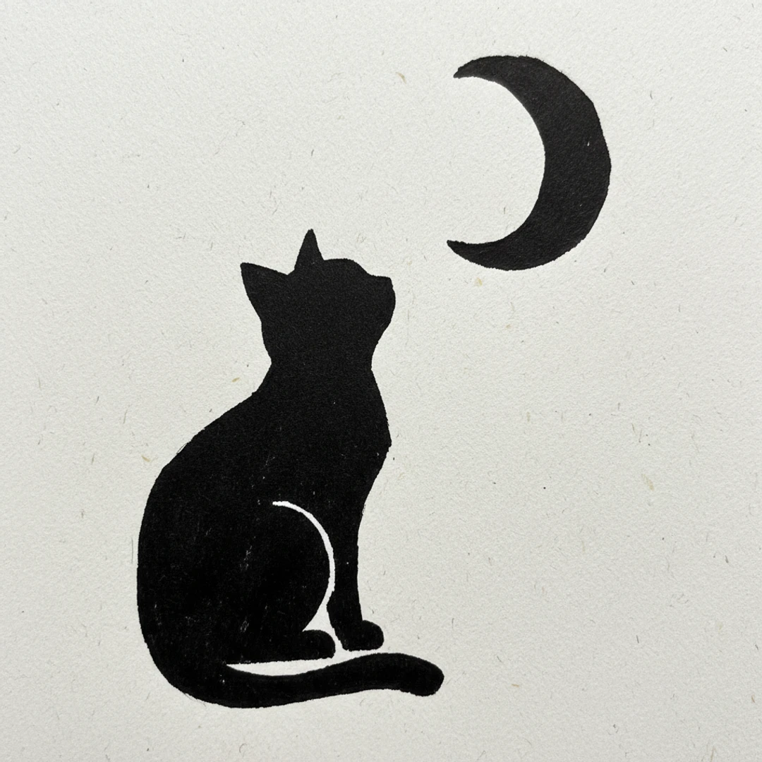 Cat and Moon - easy sketch drawing idea