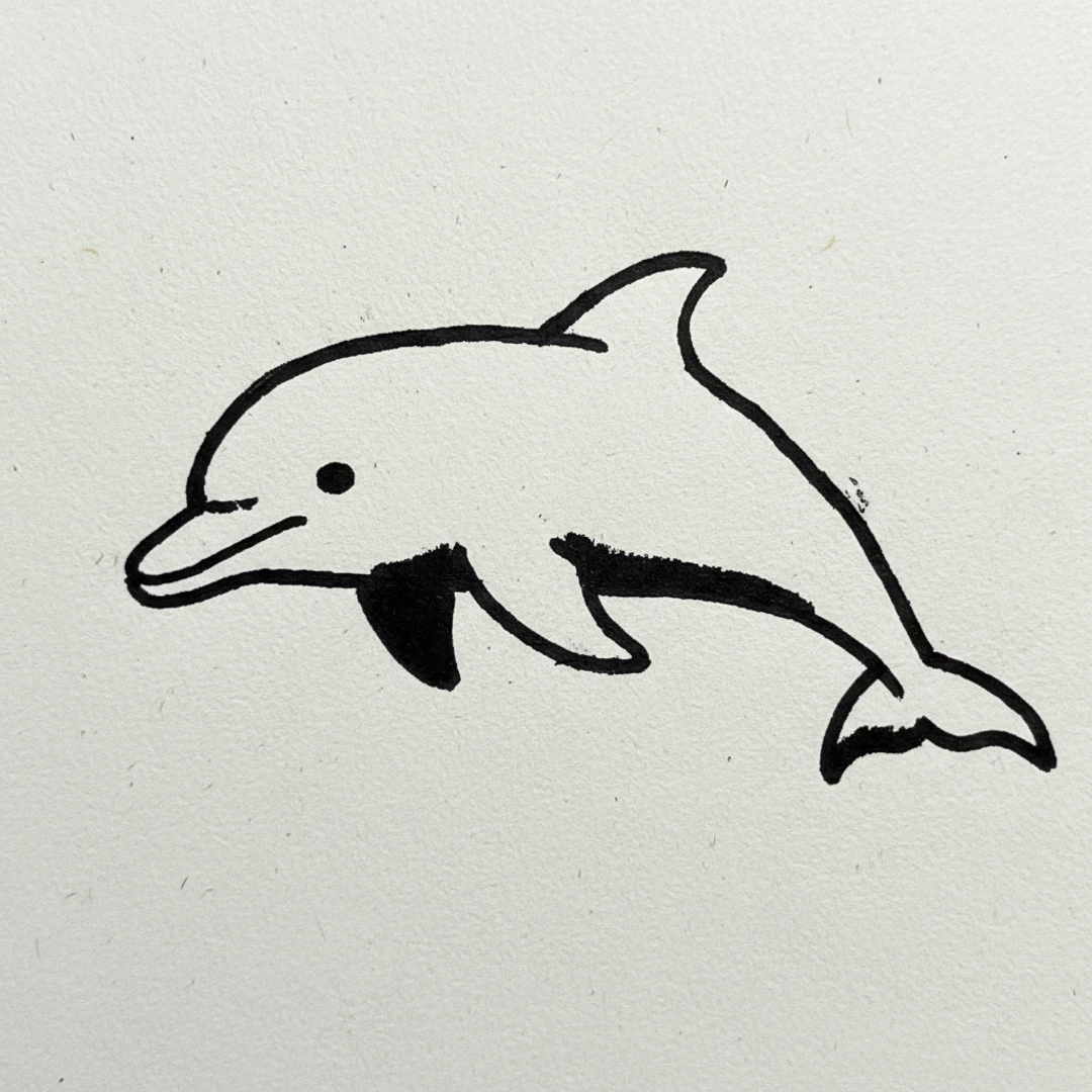 Dolphin with Marker Pen - easy marker drawing idea